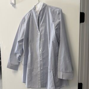 Ming Wang Blue and White Striped Dress Shirt
